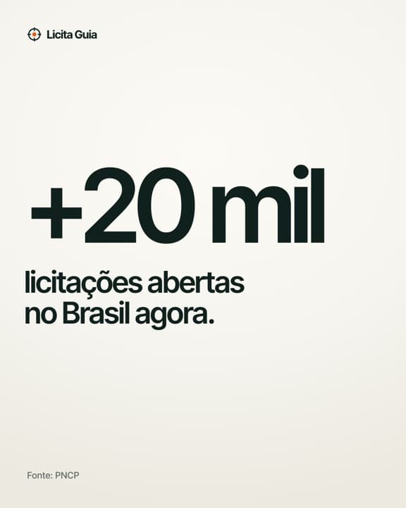 Post: Mais de 20 mil licitações abertas no Brasil agora.
